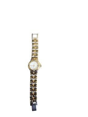 BULOVA ACCUTRON WOMENS 98M36 TWO TONE WHITE DIAL/DATE/ANALOG/QUARTZ WATCH 6"